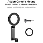 Supporto magnetico per cellulare TELESIN con adattatore a due griffe compatibile con tracolla, clip per zaino e supporto da collo., Phone Magnetic Stand