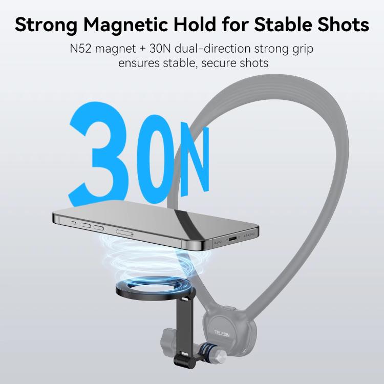 Supporto magnetico per cellulare TELESIN con adattatore a due griffe compatibile con tracolla, clip per zaino e supporto da collo., Phone Magnetic Stand