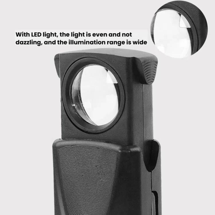 Specchio portagioie 30X con lente d'ingrandimento telescopica a cassetto e illuminazione a LED., 30X Telescopic With LED