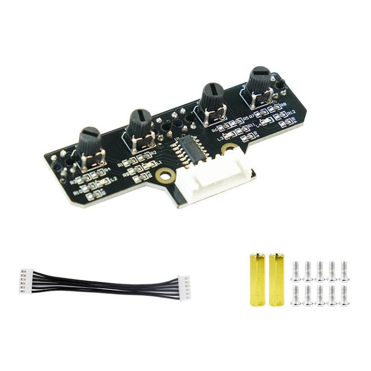 Modulo sensore di tracciamento a infrarossi a 4 canali Yahboom per robot intelligenti per auto, Module, Module+ 6Pin Cable, With 6Pin Cable+16mm Copper Column, With 6Pin Cable+23mm Copper Column, Module+DuPont Cable, With DuPont Cable+16mm Copper Colum...
