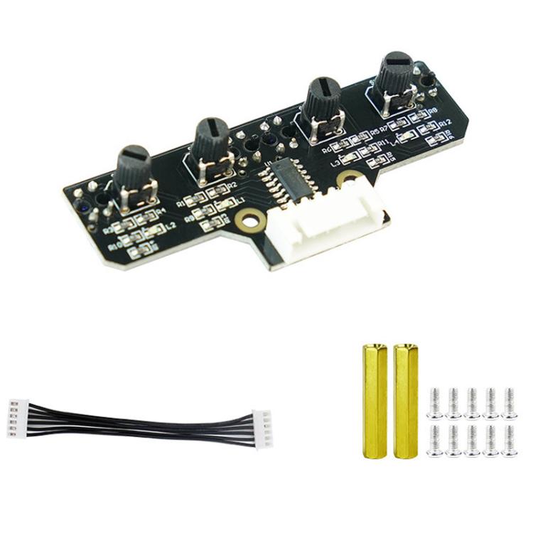 Modulo sensore di tracciamento a infrarossi a 4 canali Yahboom per robot intelligenti per auto, Module, Module+ 6Pin Cable, With 6Pin Cable+16mm Copper Column, With 6Pin Cable+23mm Copper Column, Module+DuPont Cable, With DuPont Cable+16mm Copper Colum...