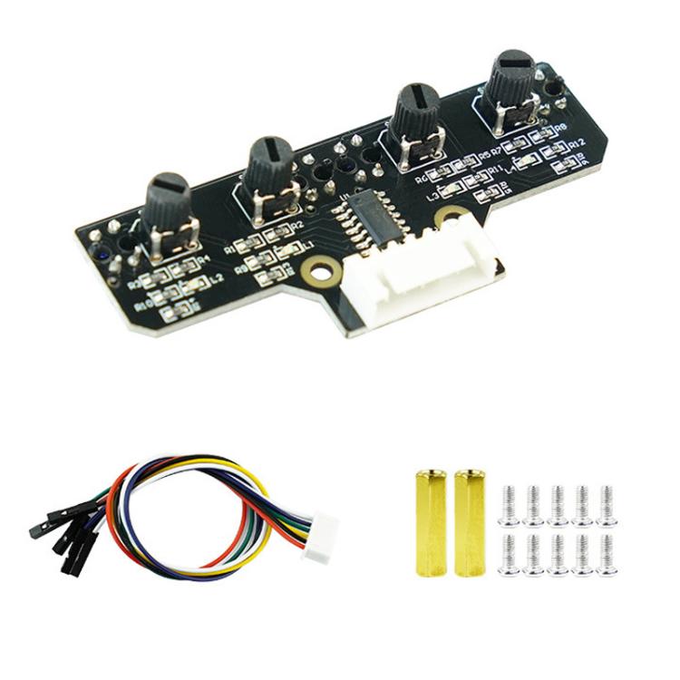 Modulo sensore di tracciamento a infrarossi a 4 canali Yahboom per robot intelligenti per auto, Module, Module+ 6Pin Cable, With 6Pin Cable+16mm Copper Column, With 6Pin Cable+23mm Copper Column, Module+DuPont Cable, With DuPont Cable+16mm Copper Colum...