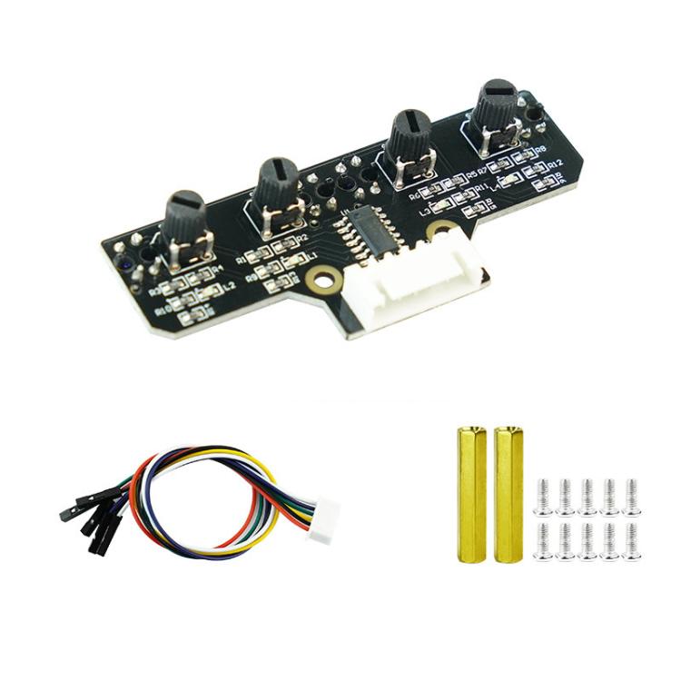 Modulo sensore di tracciamento a infrarossi a 4 canali Yahboom per robot intelligenti per auto, Module, Module+ 6Pin Cable, With 6Pin Cable+16mm Copper Column, With 6Pin Cable+23mm Copper Column, Module+DuPont Cable, With DuPont Cable+16mm Copper Colum...