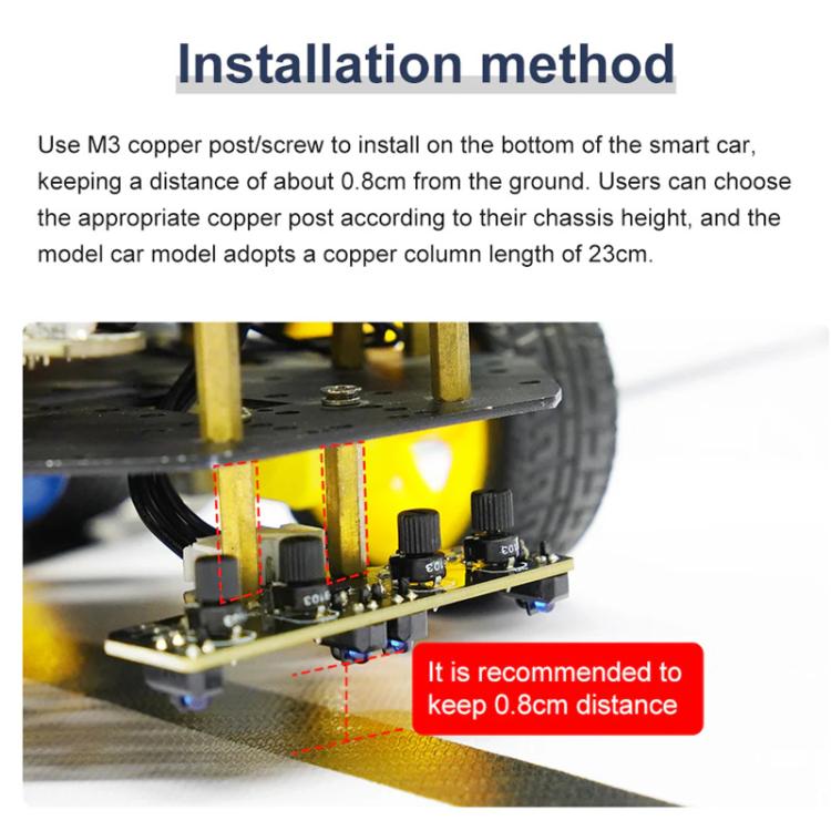 Modulo sensore di tracciamento a infrarossi a 4 canali Yahboom per robot intelligenti per auto, Module, Module+ 6Pin Cable, With 6Pin Cable+16mm Copper Column, With 6Pin Cable+23mm Copper Column, Module+DuPont Cable, With DuPont Cable+16mm Copper Colum...