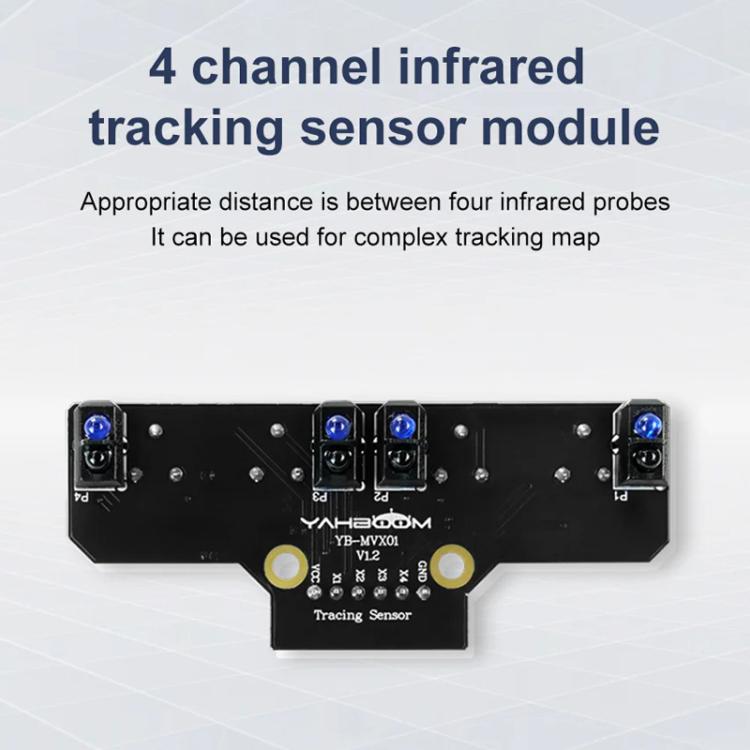 Modulo sensore di tracciamento a infrarossi a 4 canali Yahboom per robot intelligenti per auto, Module, Module+ 6Pin Cable, With 6Pin Cable+16mm Copper Column, With 6Pin Cable+23mm Copper Column, Module+DuPont Cable, With DuPont Cable+16mm Copper Colum...