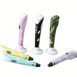 Kit di penna per stampa 3D portatile con filamento PLA in 20 colori, blocco da disegno, base, forbici, protezioni per le dita, libro d'arte e accessori., US Plug, UK Plug, EU Plug