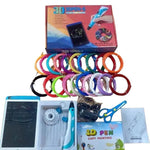 Kit di penna per stampa 3D portatile con filamento PLA in 20 colori, blocco da disegno, base, forbici, protezioni per le dita, libro d'arte e accessori., US Plug, UK Plug, EU Plug