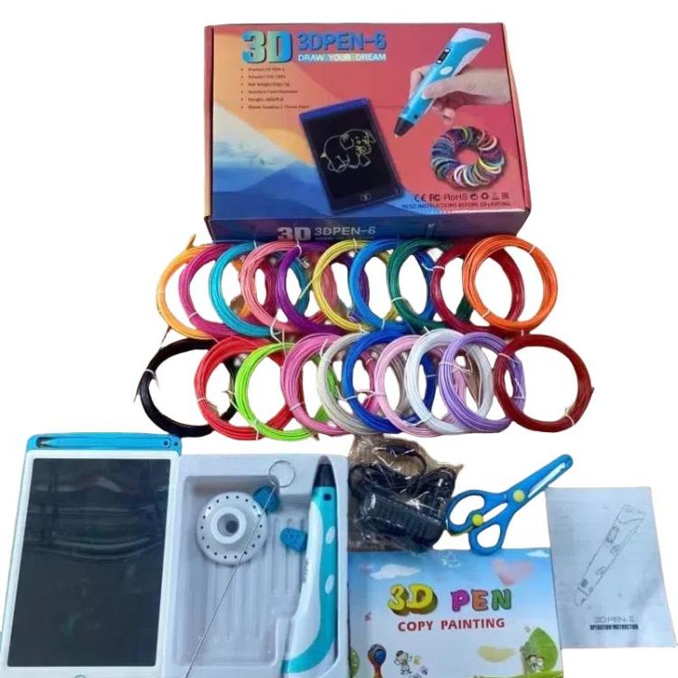 Kit di penna per stampa 3D portatile con filamento PLA in 20 colori, blocco da disegno, base, forbici, protezioni per le dita, libro d'arte e accessori., US Plug, UK Plug, EU Plug