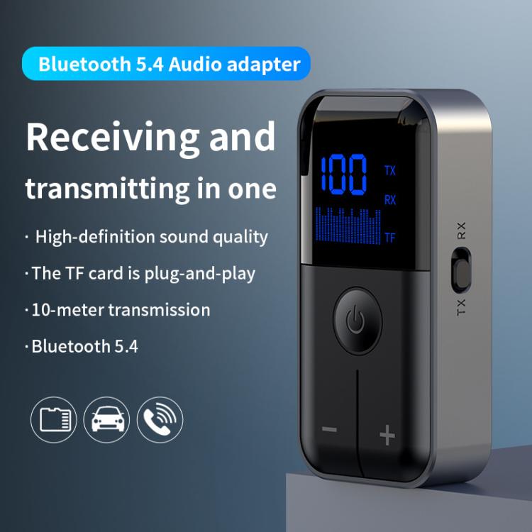 Adattatore AUX Bluetooth 5.4 2 in 1 con trasmettitore e ricevitore, slot scheda
