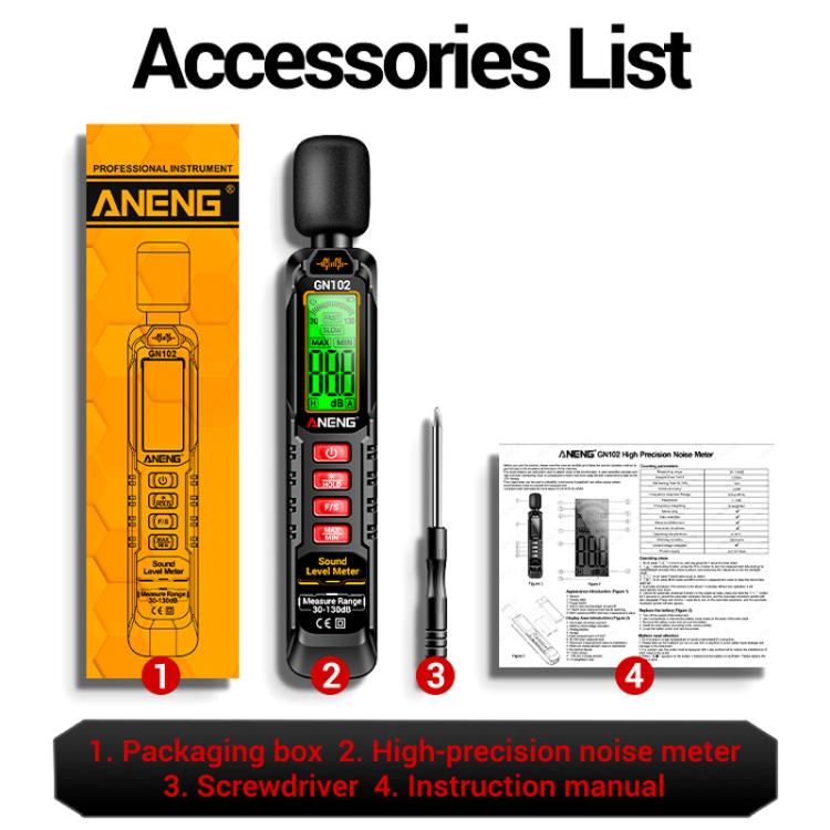 ANENG Misuratore di Decibel Livello Sonoro 30-130 dB