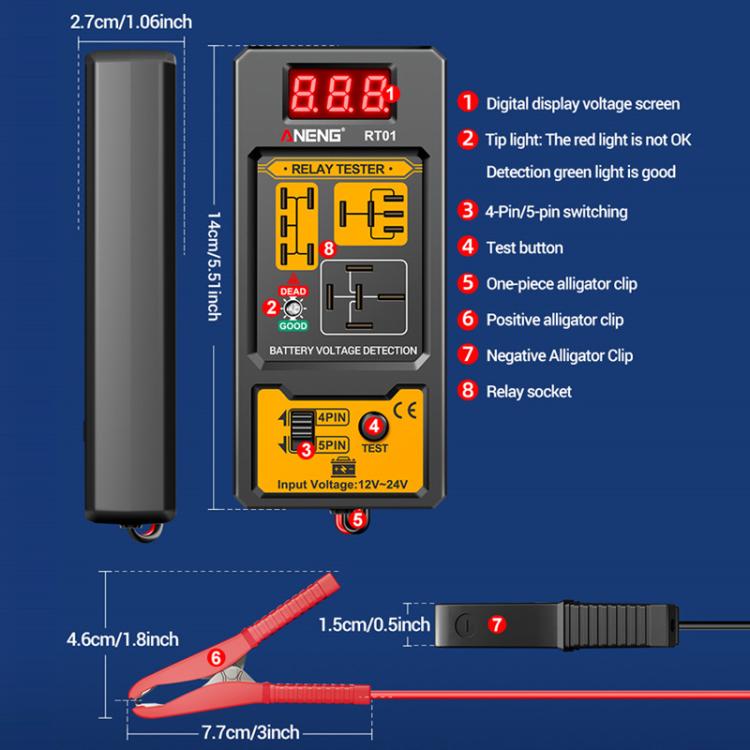 Tester digitale a 4 pin per relè batteria auto 12V/24V
