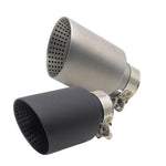 Tubo scarico auto inclinato in acciaio inox con silenziatore