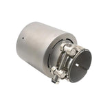 Tubo scarico auto inclinato in acciaio inox con silenziatore