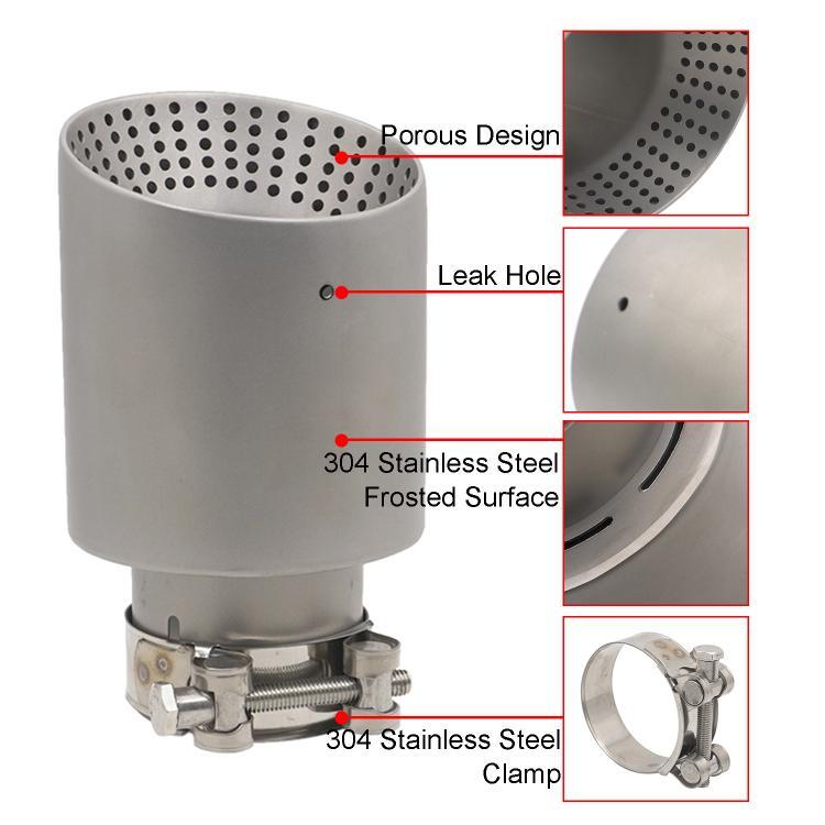 Tubo scarico auto inclinato in acciaio inox con silenziatore