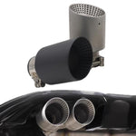 Tubo scarico auto inclinato in acciaio inox con silenziatore