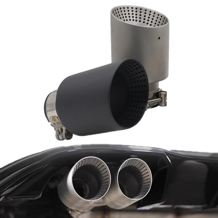 Tubo scarico auto inclinato in acciaio inox con silenziatore