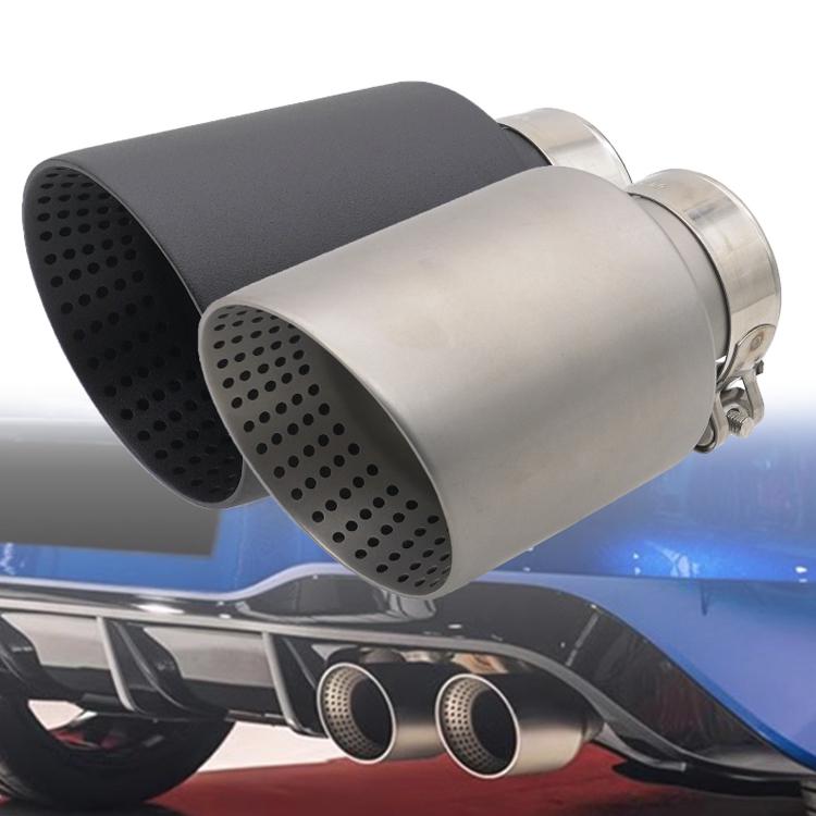 Tubo scarico auto inclinato in acciaio inox con silenziatore