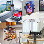 Supporto da viaggio multifunzionale per cellulare e tablet con clip girevole
