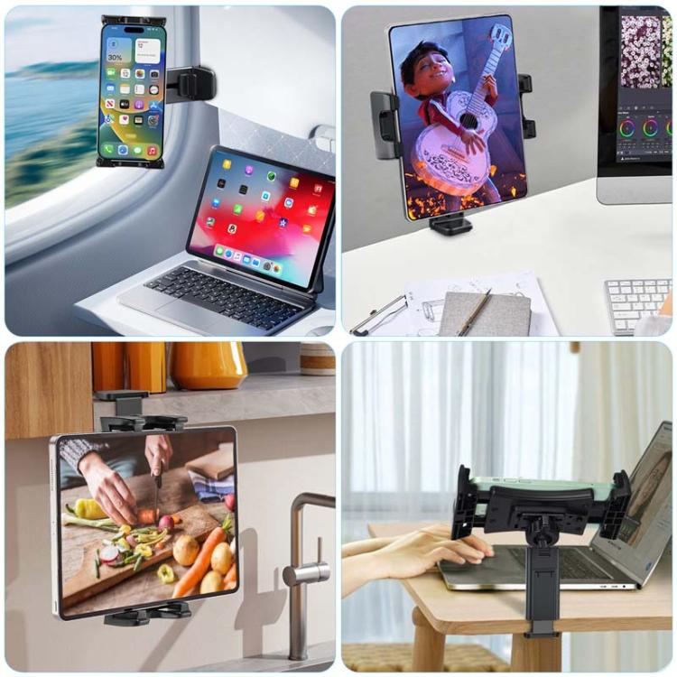 Supporto da viaggio multifunzionale per cellulare e tablet con clip girevole