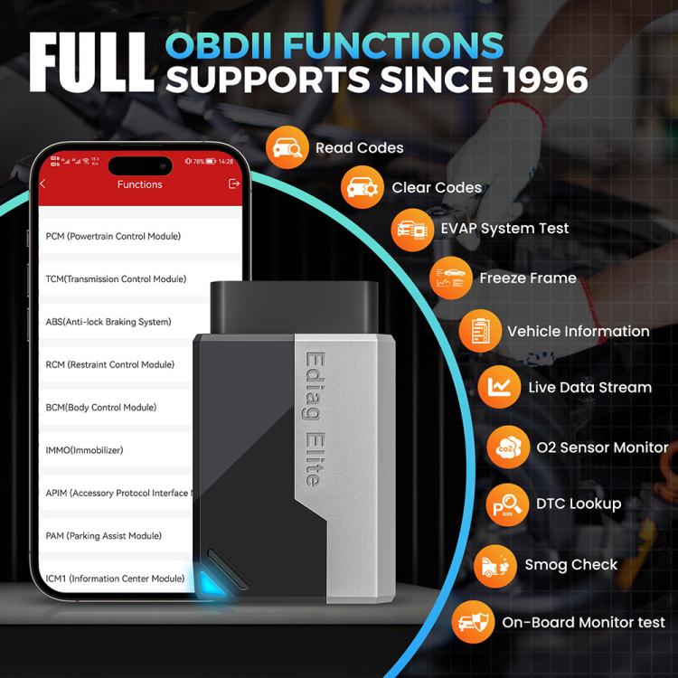KINGBOLEN Ediag Elite Rilevatore guasti auto OBD2