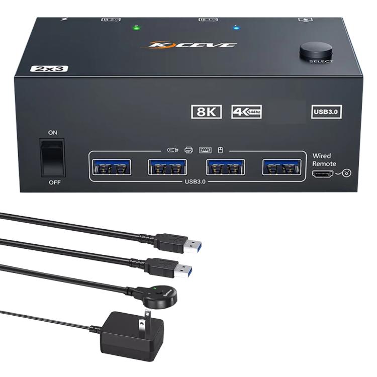 KVM Switch 2 PC 4 Monitor 8K 60Hz con USB 3.0