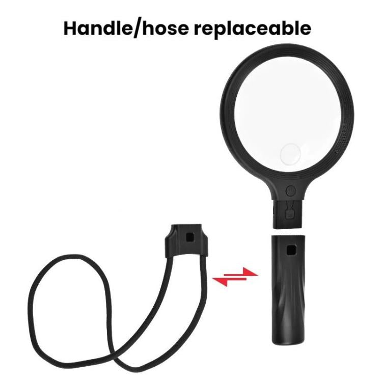 Lente d'ingrandimento 5/10X con 30 LED, ricarica USB, da collo, portatile, per lettura e manutenzione., 5/10X