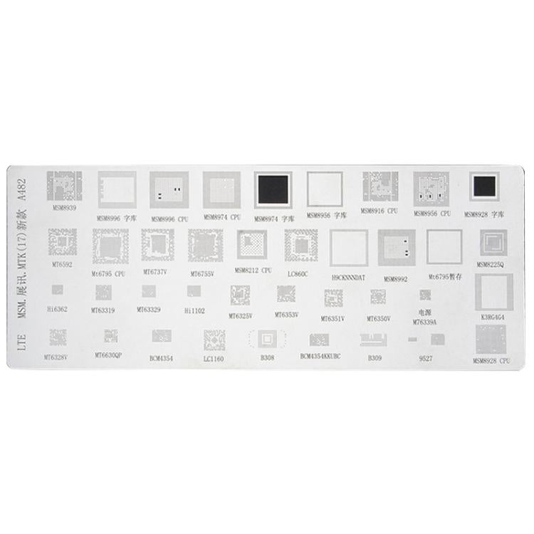 Kaisi 4 pezzi Stencil per pasta saldante Stencil universali per reballing BGA di telefoni cellulari 55 Rete in acciaio multiuso, A482+A467+A508