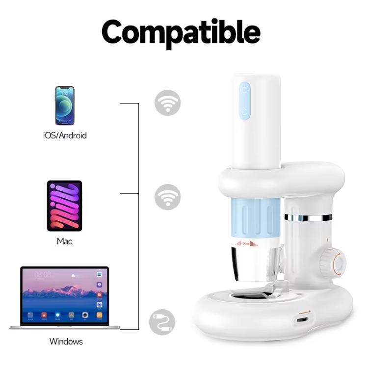 Microscopio digitale portatile WiFi 50-1000X con lente d'ingrandimento HD wireless per bambini, CM2-Z13