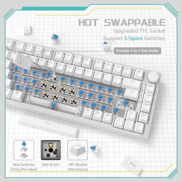 Ajazz AK820 Tastiera Meccanica Cablat Hot Swappable