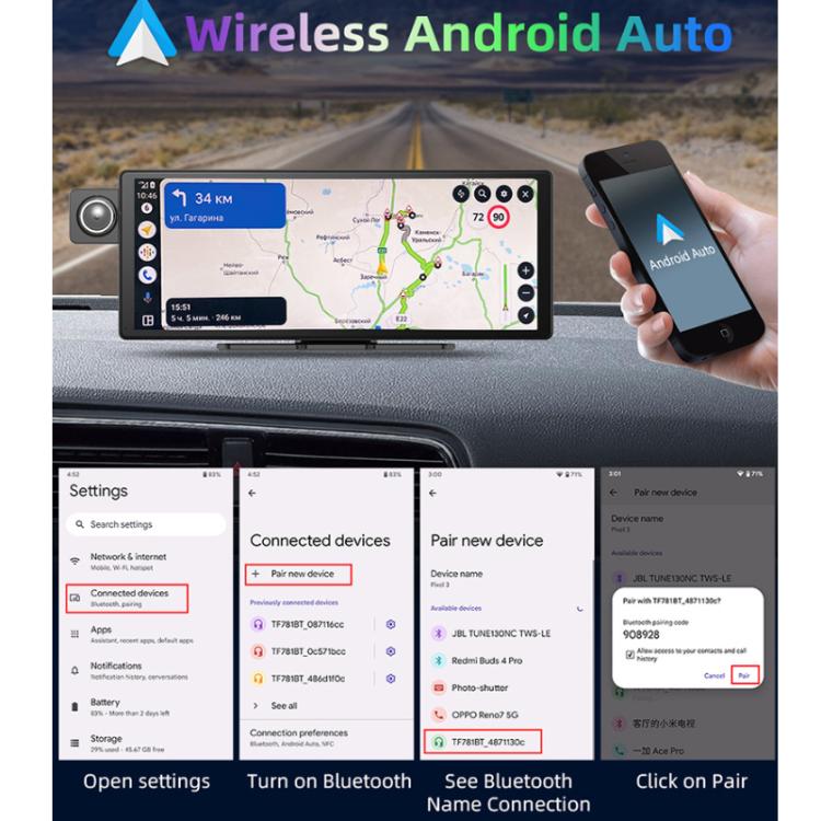 Dashcam doppia telecamera con CarPlay e controllo vocale