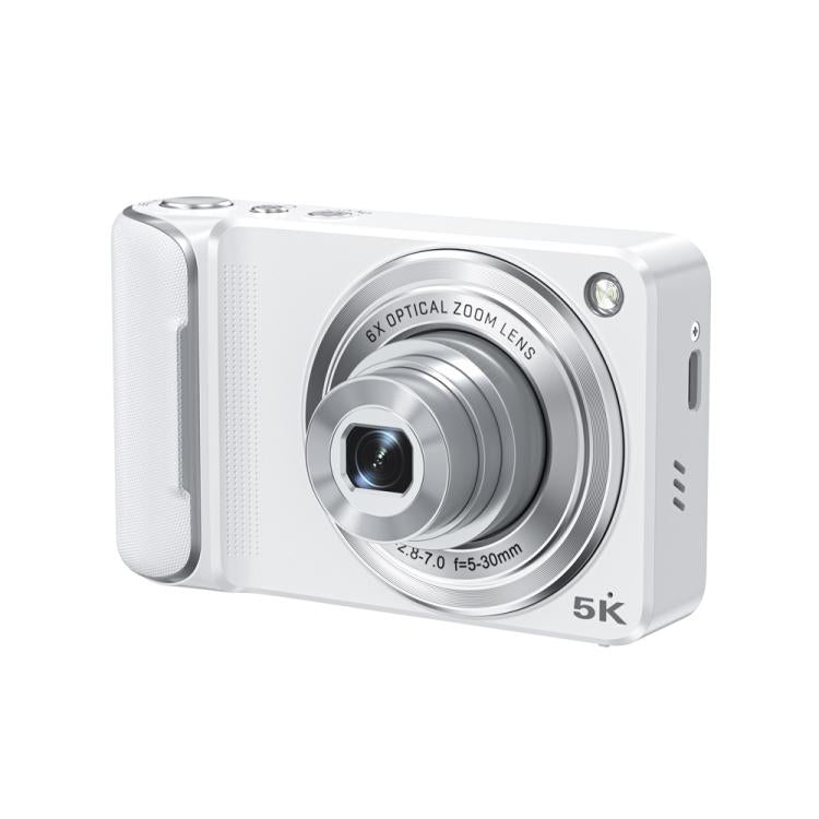 DC309X Fotocamera digitale con zoom ottico 6x, 64 MP e video 5K, schermo touch da 2,8 pollici, doppia lente anteriore/posteriore., EU Plug White, EU Plug Black, US Plug White, US Plug Black, UK Plug White, UK Plug Black