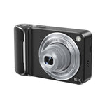 DC309X Fotocamera digitale con zoom ottico 6x, 64 MP e video 5K, schermo touch da 2,8 pollici, doppia lente anteriore/posteriore., EU Plug White, EU Plug Black, US Plug White, US Plug Black, UK Plug White, UK Plug Black