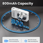 DC309X Fotocamera digitale con zoom ottico 6x, 64 MP e video 5K, schermo touch da 2,8 pollici, doppia lente anteriore/posteriore., EU Plug White, EU Plug Black, US Plug White, US Plug Black, UK Plug White, UK Plug Black