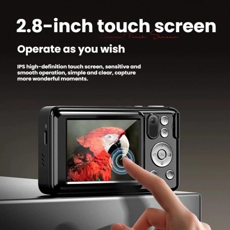DC309X Fotocamera digitale con zoom ottico 6x, 64 MP e video 5K, schermo touch da 2,8 pollici, doppia lente anteriore/posteriore., EU Plug White, EU Plug Black, US Plug White, US Plug Black, UK Plug White, UK Plug Black