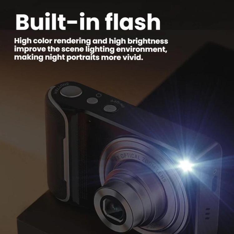DC309X Fotocamera digitale con zoom ottico 6x, 64 MP e video 5K, schermo touch da 2,8 pollici, doppia lente anteriore/posteriore., EU Plug White, EU Plug Black, US Plug White, US Plug Black, UK Plug White, UK Plug Black