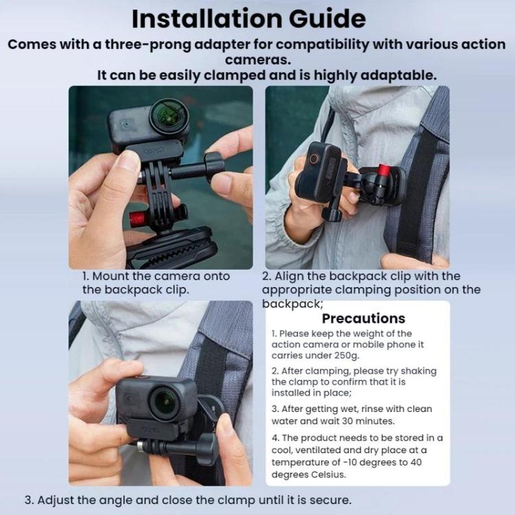 Supporto magnetico per fotocamera DJI GoPro Insta360 da zaino