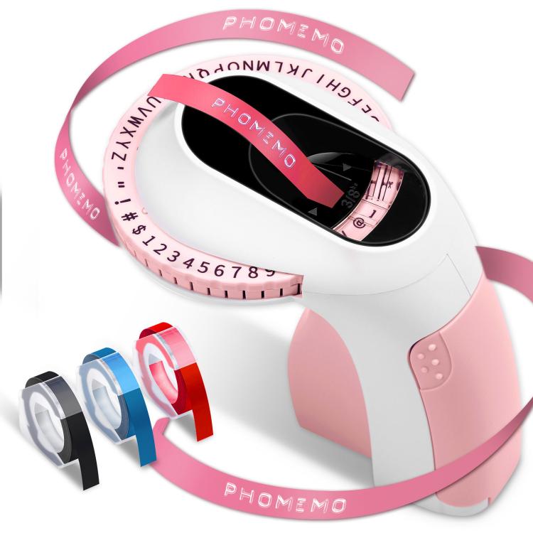 Etichettatrice meccanica portatile a rilievo Phomemo E975, larghezza di stampa 9 mm, With 3 Tapes Pink, With 3 Tapes Green, With 3 Tapes Blue, With 3 Tapes Black, With 6 Tapes Pink, With 6 Tapes Green, With 6 Tapes Blue, With 6 Tapes Black