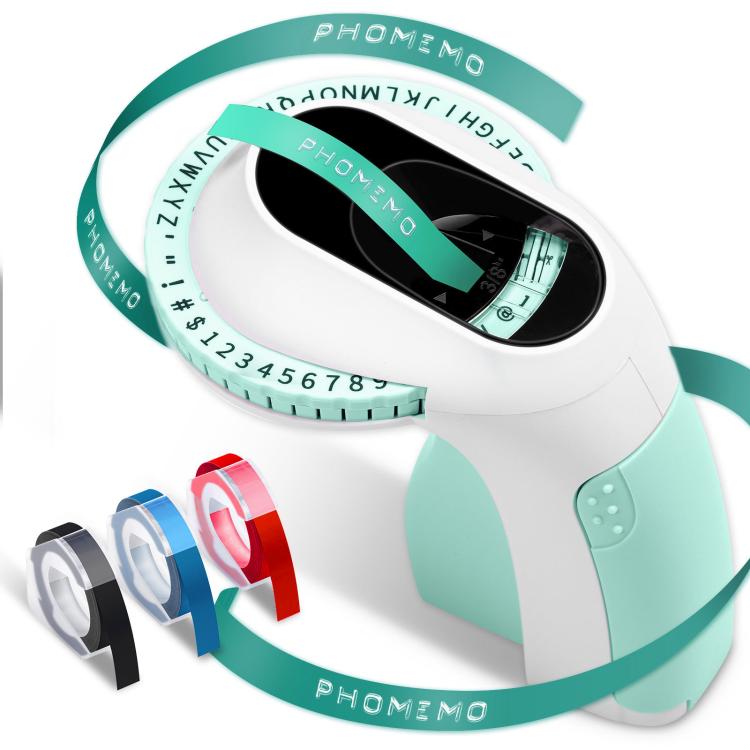Etichettatrice meccanica portatile a rilievo Phomemo E975, larghezza di stampa 9 mm, With 3 Tapes Pink, With 3 Tapes Green, With 3 Tapes Blue, With 3 Tapes Black, With 6 Tapes Pink, With 6 Tapes Green, With 6 Tapes Blue, With 6 Tapes Black