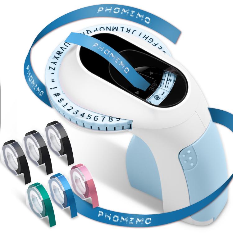Etichettatrice meccanica portatile a rilievo Phomemo E975, larghezza di stampa 9 mm, With 3 Tapes Pink, With 3 Tapes Green, With 3 Tapes Blue, With 3 Tapes Black, With 6 Tapes Pink, With 6 Tapes Green, With 6 Tapes Blue, With 6 Tapes Black