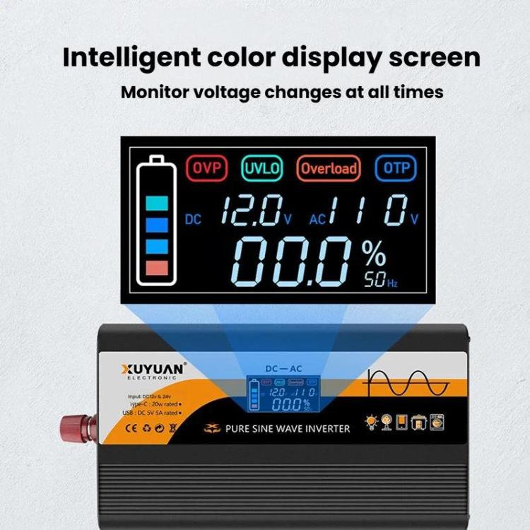 Inverter onda sinusoidale pura XUYUAN 12V/24V a 110V 800-4000W