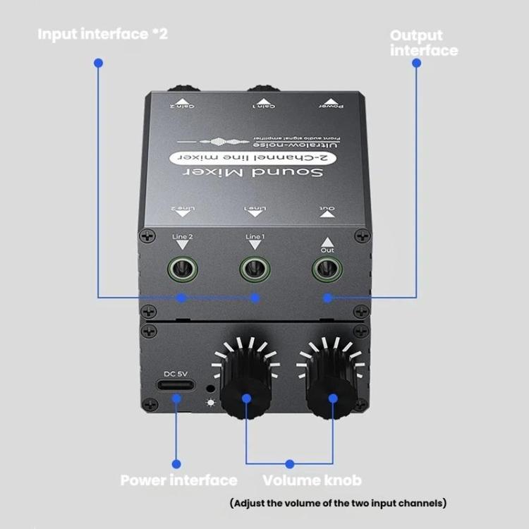 Selettore audio da 3,5 mm con doppio ingresso AUX da 3,5 mm e uscita singola, con controllo del volume indipendente., 3.5mm AUX Inputs To 1 Output