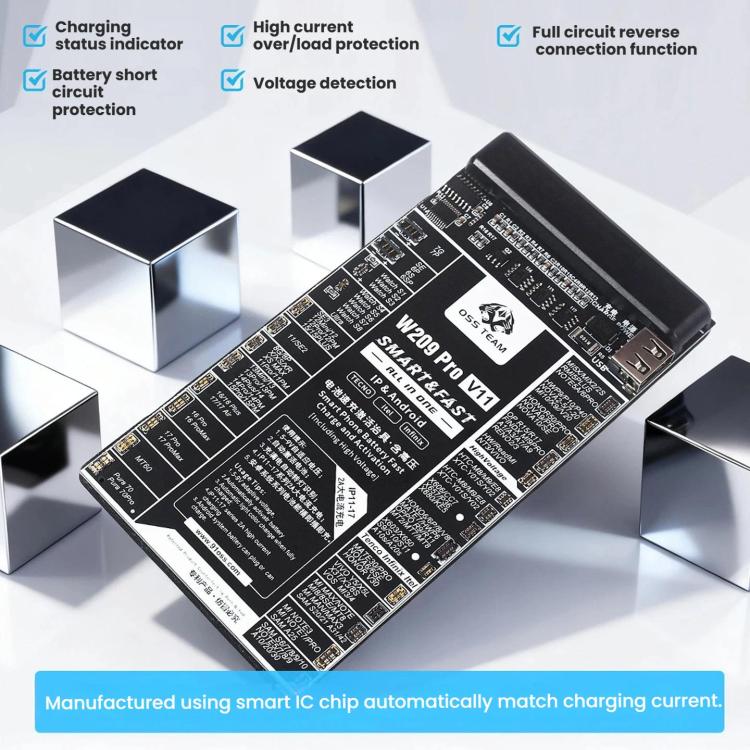 Scheda attivatrice batteria OSS TEAM W209 PRO V11 ad alta tensione 7,4 V per iPhone serie 6-17 e dispositivi Android, W209 PRO V11