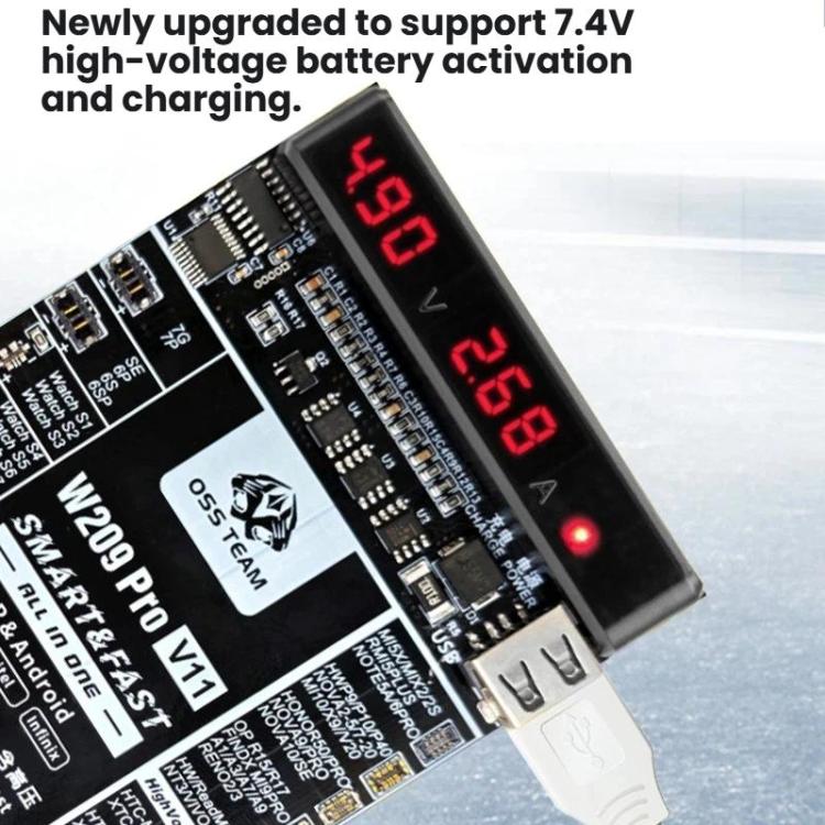 Scheda attivatrice batteria OSS TEAM W209 PRO V11 ad alta tensione 7,4 V per iPhone serie 6-17 e dispositivi Android, W209 PRO V11