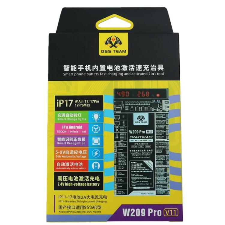 Scheda attivatrice batteria OSS TEAM W209 PRO V11 ad alta tensione 7,4 V per iPhone serie 6-17 e dispositivi Android, W209 PRO V11