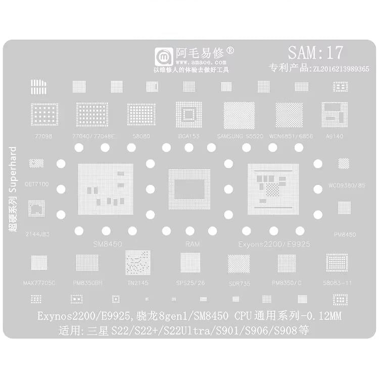 Stencil BGA AMAOE per reballing CPU Samsung Galaxy S21-S25 - immagine 3