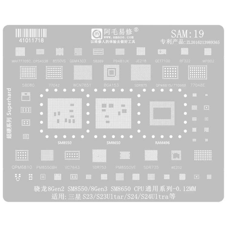Stencil BGA AMAOE per reballing CPU Samsung Galaxy S21-S25 - immagine 5