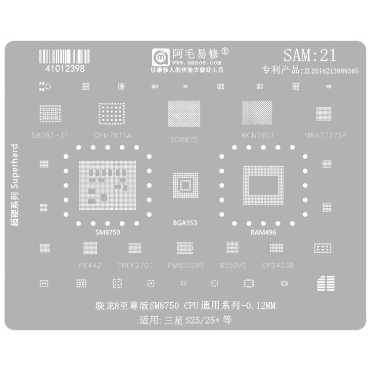 Stencil BGA AMAOE per reballing CPU Samsung Galaxy S21-S25 - immagine 7