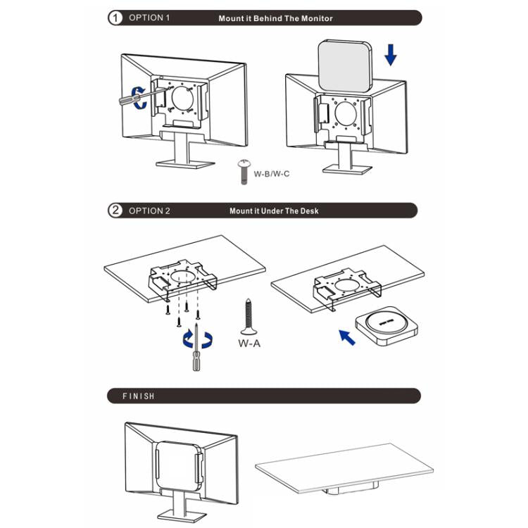 Staffa montaggio sotto scrivania per Mac Mini M1 e M2