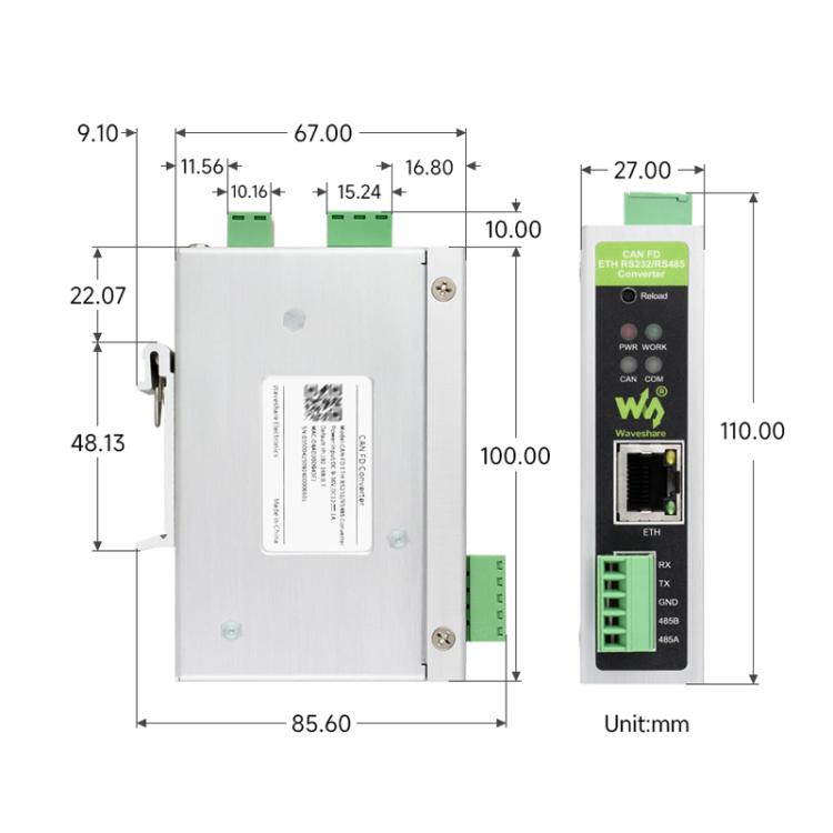 Convertitore di protocollo CAN FD bidirezionale con RS485, RS232 e RJ45 - immagine 16