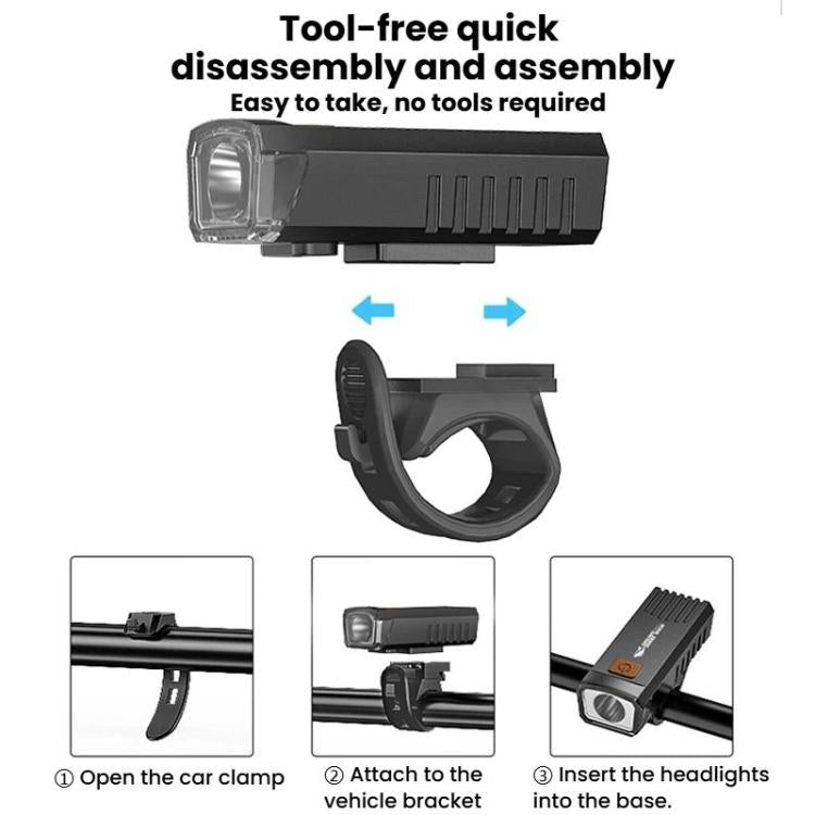 Luce bicicletta portatile LED 4 modalità USB ricaricabile